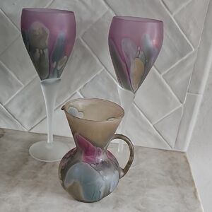 Rueven Glassware Set with Purple and Gray Vintage